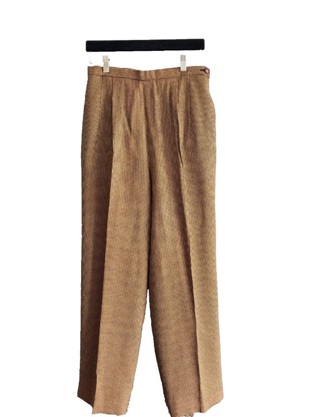 Vintage Evan Picone Houndstooth Pleated Front Side Button Closure Pants